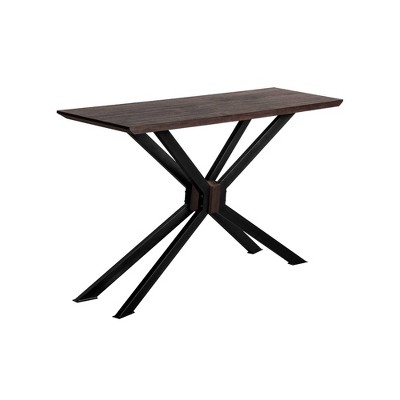 Mid-Century Modern Black and Brown Wood Console Table