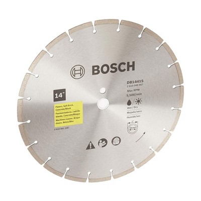 Robert Bosch Tool DB1441S 14 Inch Segmented Medium Diamond Tipped 5,500 RPM High Speed Saw Blade for Concrete, Paving Stones, and Soft Brick