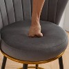 KTMBDW Counter Height Bar Stools Set of 2, 360° Swivel Upholstered Barstools with Backs and Metal Legs, 25.2" H Seat Height, Velvet Fabric - 4 of 4