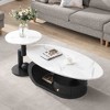 Sapphtopaz 2-Piece Modern Nesting Coffee Table Set for Living Room – Faux Marble Oval Center Table & Round Side Table with Metal Frame - 2 of 4
