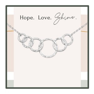 HOPE LOVE SHINE Six 6 Ring Interlocking Circles Necklace - Minimalist Jewelry in Sterling Silver - 1 of 4