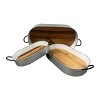 Essential Decor & Beyond 3-Piece Set Wood and Galvanized Steel Industrial Rustic Oval Tray with Metal Handle - 2 of 4