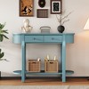 Elegant Retro Console Table with Curved Design, 2 Drawers & Open Shelf, Wooden Entryway Table for Living Room, Hallway & Entryway - 2 of 4