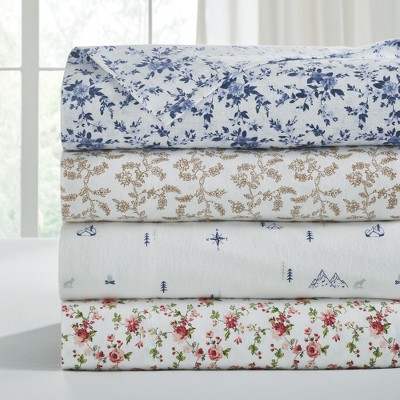 Mariah Floral Queen Cotton Flannel Sheet Set