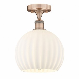 White Venetian - 1 Light Semi-Flush Mount In Modern Style-11.88 Inches Tall and 10 Inches Wide - 1 of 1