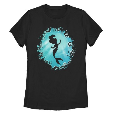 The Little Mermaid Womens The Little Mermaid Ariel Mermaid Slim Fit Short Sleeve Crew Graphic Tee - Black X Large