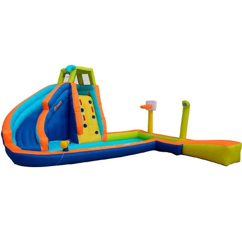  Banzai Climb 'N' Bounce Bounce House with Slides, Basketball  Hoops, Soccer Ball, and Blower : Toys & Games