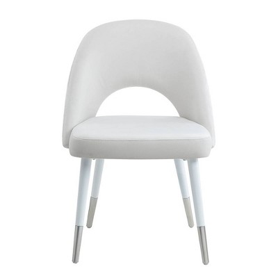 Zemirah White Velvet Upholstered Side Chair with Metal Legs
