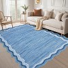 Washable Scalloped Rug 8x10 Blue – Soft Low Pile Non-Slip Carpet for Living Room, Bedroom, Dining Room, Nursery, Farmhouse, Stain-Resistant - 2 of 4