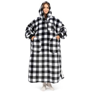PAVILIA Wearable Blanket Hoodie Adults, Faux Shearling Cozy Oversized Hooded Sweatshirt, Warm Fleece Two Pockets - 1 of 4