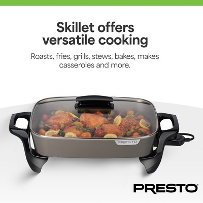 Presto 16-Inch Gray Ceramic Electric Skillet with Glass Cover
