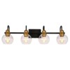 LNC Charm Modern Farmhouse Bathroom Vanity Light with Clear Glass Globe Shades, Black and Antique Gold, 3/4/5 Light - 3 of 4