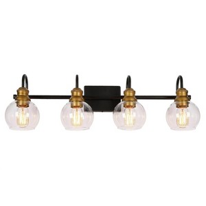 LNC Charm Black and Antique Gold with Clear Glass Globe Modern  Farmhouse Vanity Lights, 3 Light/ 4 Light/5 Light - 1 of 4