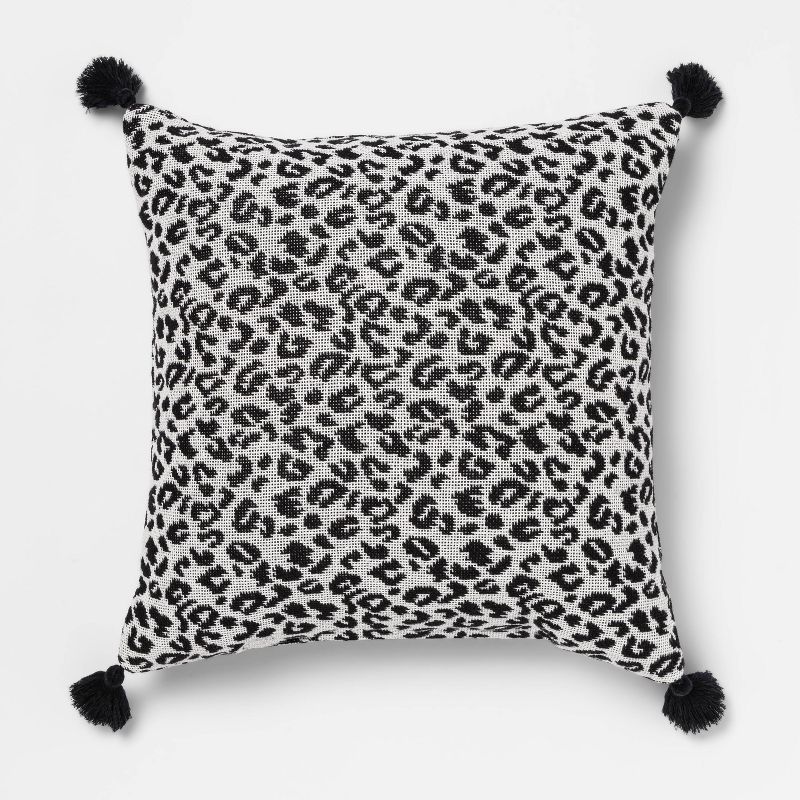 Textured Woven Animal Pattern Square Throw Pillow Black/Cream - Opalhouse&#8482;, 6 of 10