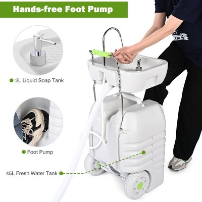 45L White Portable Hand Wash Station with Foot Pump
