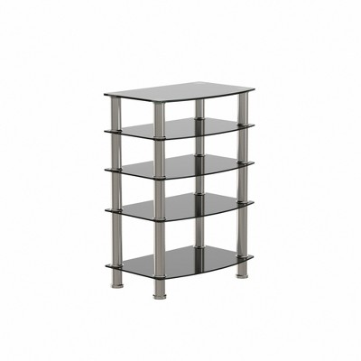 BENCMATE Desks, Rectangular Table with Multi-layer Storage Rack, Modern Table for Home Bedroom, Black, 23.6"*15.8"*32.3"