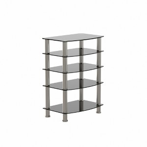 FURNIinspire Desks, Rectangular Table with Multi-layer Storage Rack, Modern Table for Home Bedroom, Black, 23.6"*15.8"*32.3" - 1 of 4