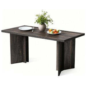 Lirago Kitchen Table with Large Tabletop Seats 4-6 Made of Engineered Wood for Dining Room/Office 31.5"D x 62.99"W x29.53"H Gray - 1 of 4