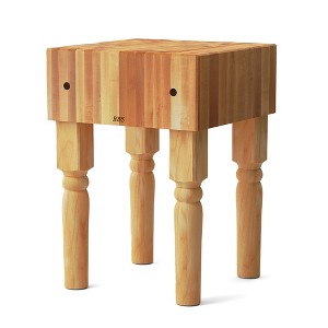 John Boos AB Series Square Wood Butcher Block Cutting Board Prep Table 10-Inch Thickness, 18" x 18" x 10", Maple - 1 of 4