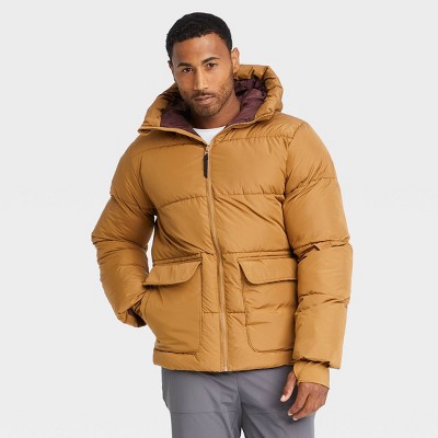 short brown puffer jacket