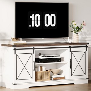TV Stand for 65 inch ，Entertainment Center with Sliding Barn Doors and Storage ,TV Media Console Table  With Adjustable Shelf for Living Room - 1 of 4