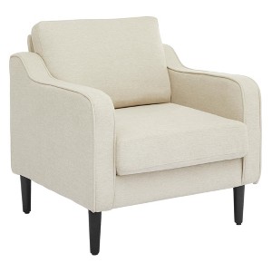GustoWave Mid-Century Accent Chairs, Modern Linen Fabric Armchair, Comfy Sofa Chairs with Scooped Arms, Reading Chair High Back - 1 of 4