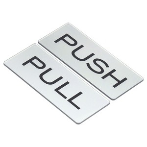 Unique Bargains Rectangle Self-Adhesive Decor Home Business Push Pull Door Sign 4 Pcs - 1 of 4