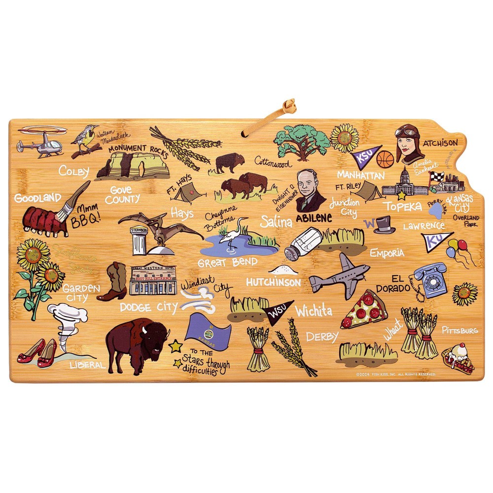 Photos - Chopping Board / Coaster Totally Bamboo Kansas Fish Kiss Cutting Board: Lightweight Bamboo, Multicolored, 16.75" x 9.25", Hand Wash, 1-Year Warranty