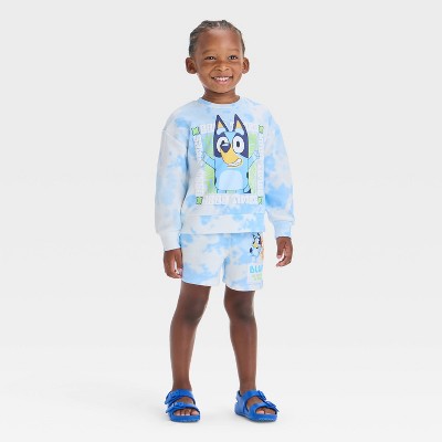 Toddler 2pc Bluey Good Vibes Pullover Top & Shorts Set - Blue