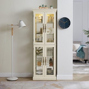 NicBex Modern Freestanding Tall Toy Display Pantry Cabinet with Glass Door & LED Lighting,Bar Cabinets for Hallways,Living Room,Kitchen - 1 of 4