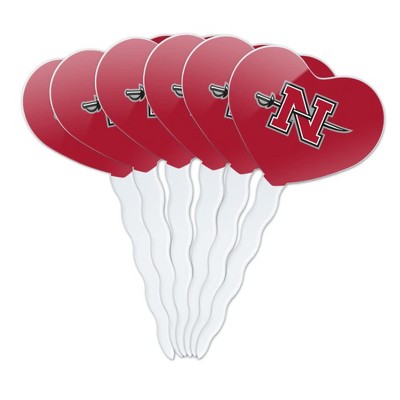 Nicholls State University Primary Logo Heart Love Cupcake Picks Toppers Decoration Set of 6