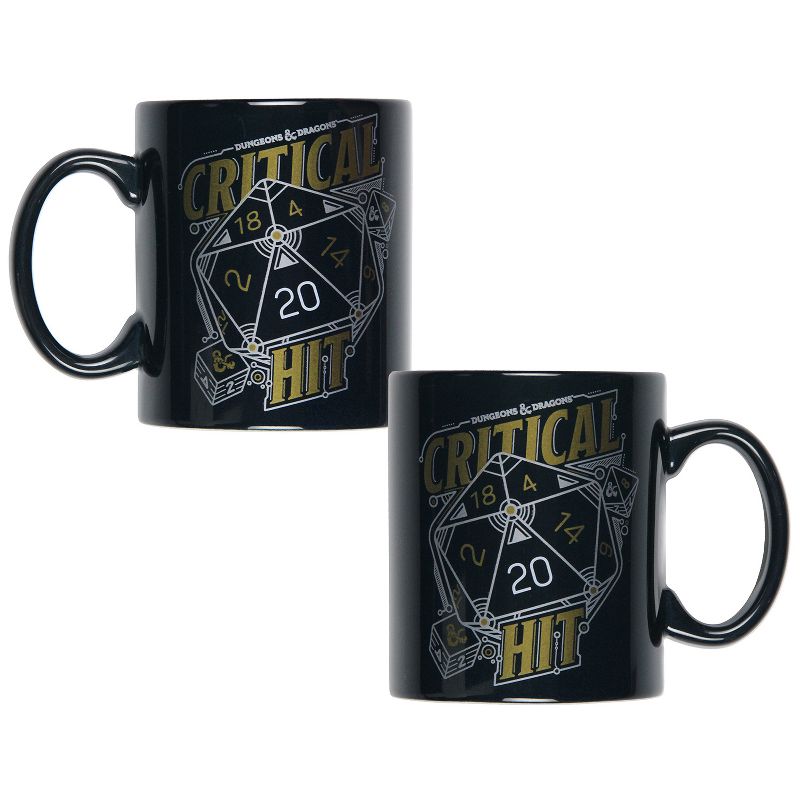Dungeons and Dragons Critical Hit D20 Dice 16 OZ. Ceramic Coffee Mug Tea Cup Black, 3 of 5