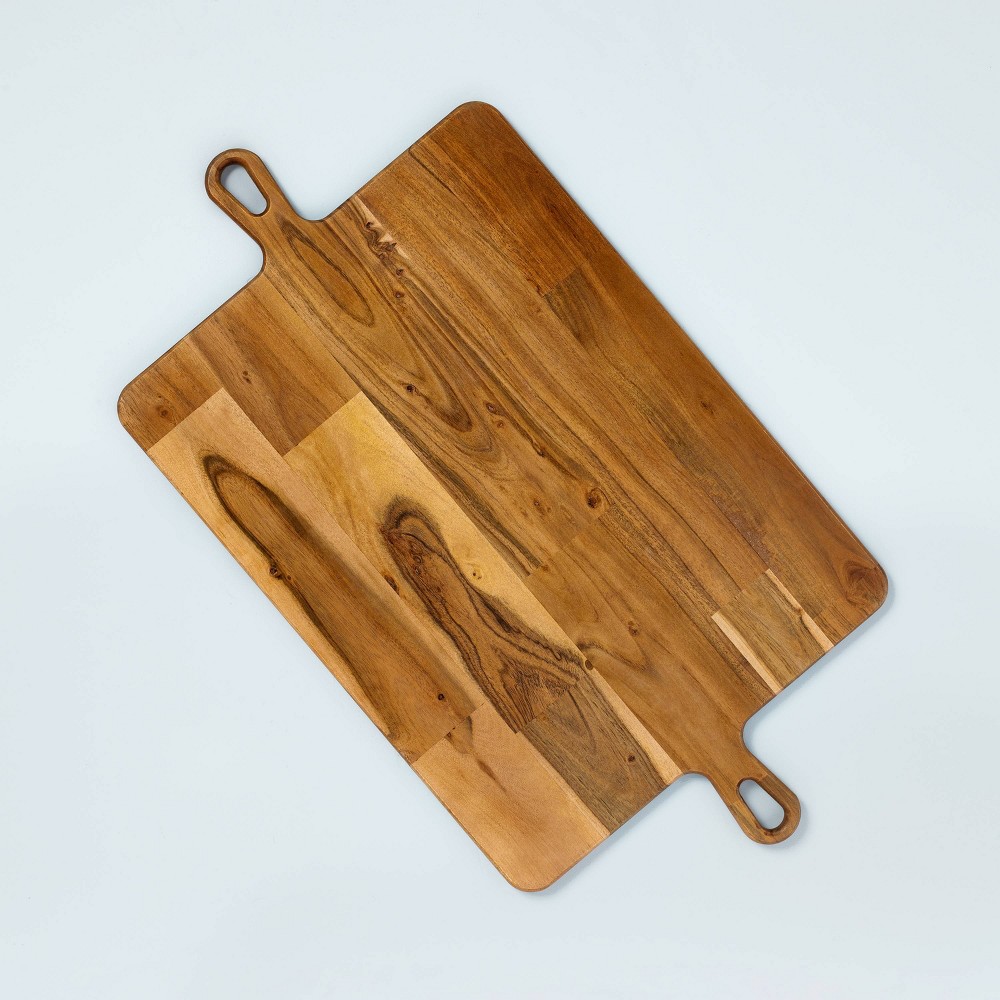 Photos - Serving Pieces Large Double Handle Wood Serve Board Brown - Hearth & Hand™ with Magnolia