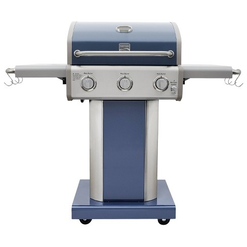 MASTER COOK 3 Burner BBQ Propane Gas Grill, Stainless Steel 30,000 BTU  Patio Garden Barbecue Grill with Two Foldable Shelves