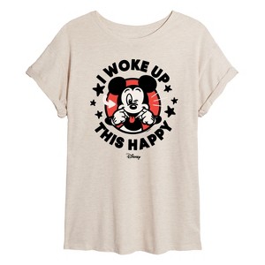 Women's - Disney - I Woke Up This Happy Oversized Graphic T-Shirt - 1 of 4