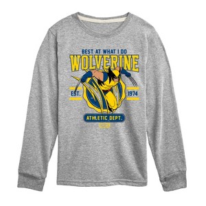 Boys' - Marvel - Wolverine Collegiate Scratch Long Sleeve Graphic T-Shirt - 1 of 4