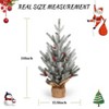 2ft Small Artificial Christmas Tree with Lights, Prelit Mini Tabletop Snow Flocked Tree with Pine Cones for Holiday Decor - 2 of 4