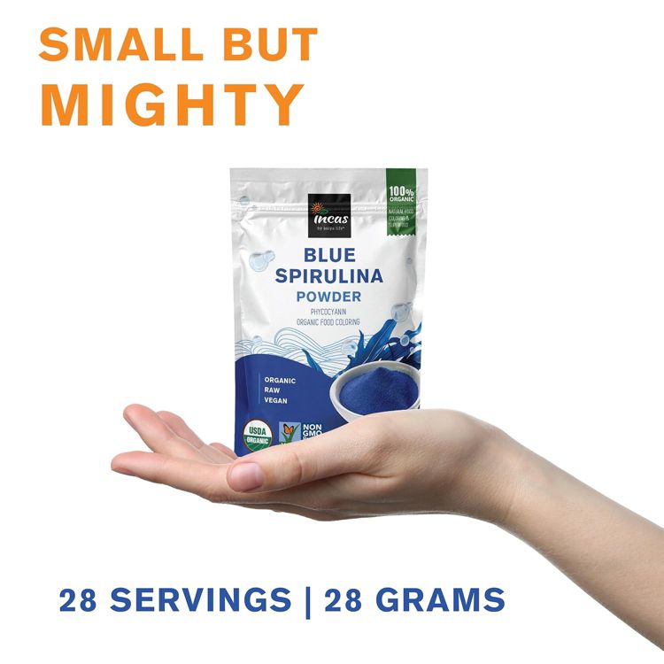 INCAS 100% USDA Organic Blue Spirulina Powder (Phycocyanin Extract), 1 Ounce | 28 Servings, 2 of 4