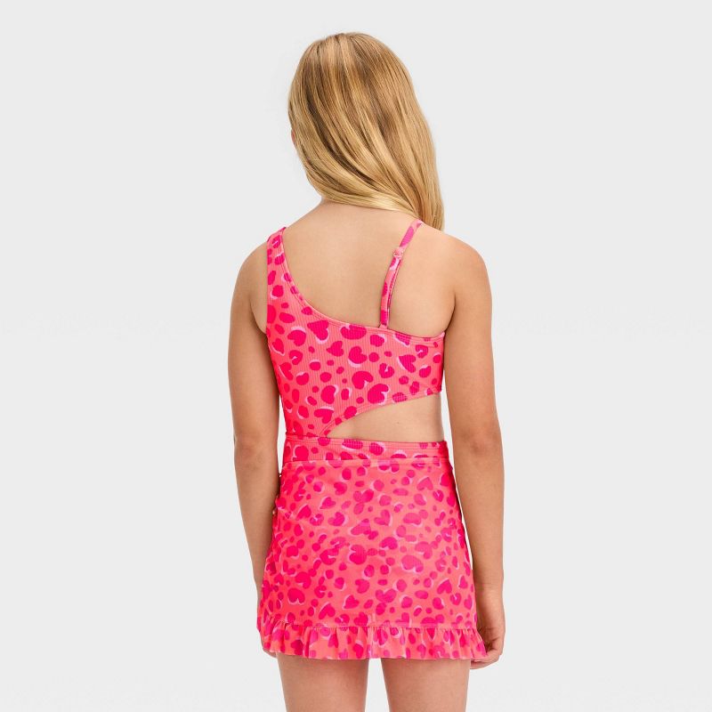 Girls' Leopard Spot Printed One Piece Swimsuit Set - Cat & Jack™ Pink, 5 of 6