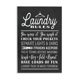 Stupell Industries Laundry Room Rules Hanger Clothespin Icons Black White, 13" x 19" - 1 of 4