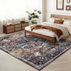 Medallion Living Room Rugs 8x10 Large Oriental Accent Carpet with Non-Slip Backing, Non-Shedding Traditional Floor Cover, Foldable Printed Indoor Mat - 2 of 4