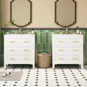 Bella Depot 30'' Bathroom Vanity with Sink, Free Standing Single Vanity Set with 3 Drawers(2PCS) - 1 of 4