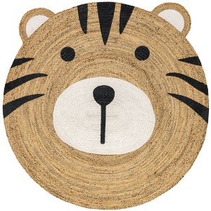 Nuloom Zaylee Graphic 6 Round Jute Indoor Area Rug for Dining Room Rug Neutral Rug Living Room Rug Nursery Kitchen, Natural - 1 of 4