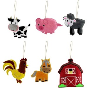 Darware Plush Animal Christmas Tree Ornaments 6pc Set; Holiday Craft Baby Shower Decoration - 1 of 4