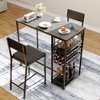 Dining Room Table with 2 Upholstered Chairs, Bistro Table and Chairs Set of 2 with Storage Shelves - 3 of 4