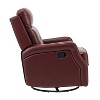 Set of 2 Basilio 28.74 Wide Tufted Wooden Upholstery Genuine Leather Swivel Rocker Recliner with Nailhead Trims| ART OF LIVING DESIGNS - 3 of 4