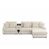 114“ Corduroy Sectional Sofa L-Shape Bluetooth Speakers Console USB Wired Wireless Charging Cup Holders Storage Ottoman Deep Seat Living Room - 2 of 4
