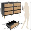 WhizMax 6 Drawer Dresser Mid-Century Modern Storage Cabinet with Rattan Fronts - 2 of 4