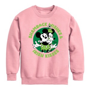 Boys' - Disney - Shamrock Wishes Irish Kisses Graphic Long Sleeve Fleece Sweatshirt - 1 of 4