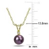 EVERLY JEWELRY | 14K Yellow Gold 5.5-6mm Black Cultured Freshwater Pearl and Diamond Accent Pendant with Chain - 17 in - 3 of 3